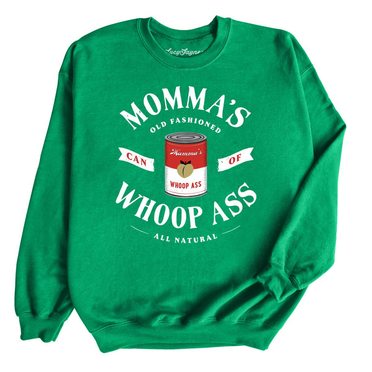 Momma's Can Of Whoop Ass Graphic Sweatshirt - Irish Green