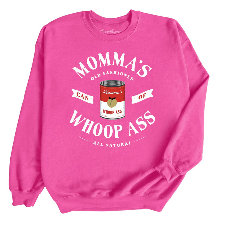 Momma's Can Of Whoop Ass Graphic Sweatshirt - Heliconia