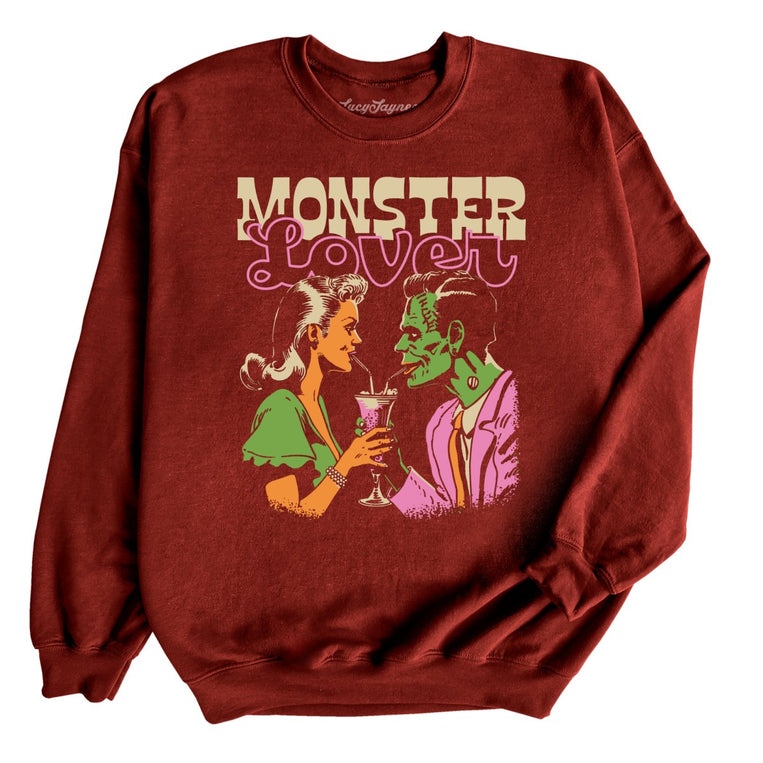 Monster Lover Graphic Sweatshirt - Garnet