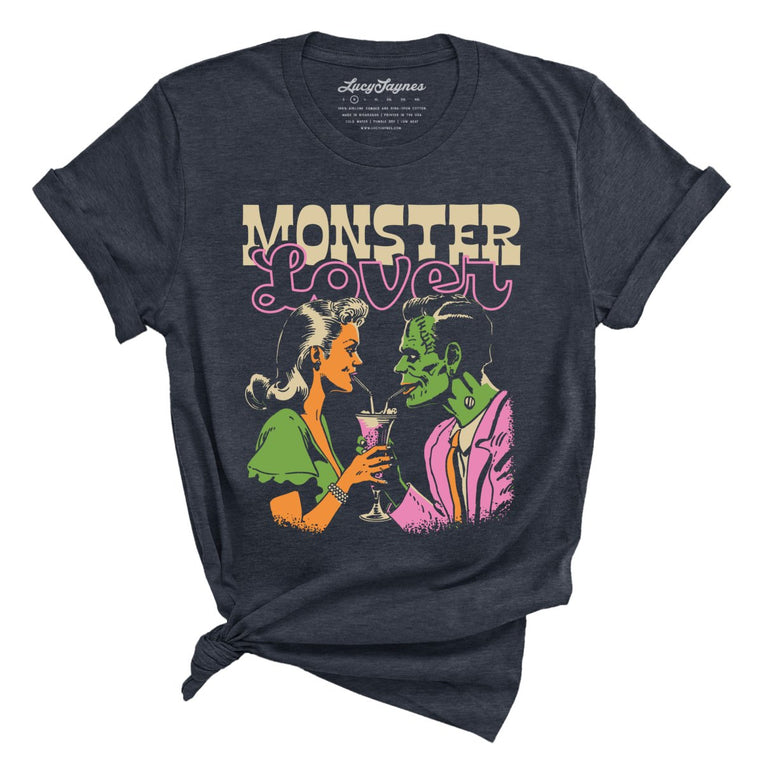 Monster Lover Graphic Tee - Heather Midnight Navy