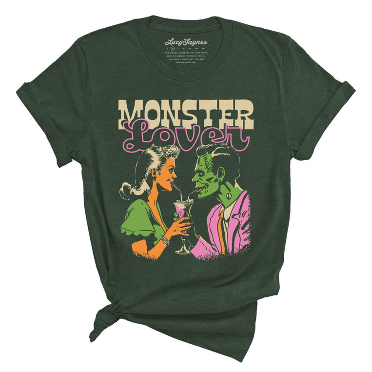 Monster Lover Graphic Tee - Heather Forest