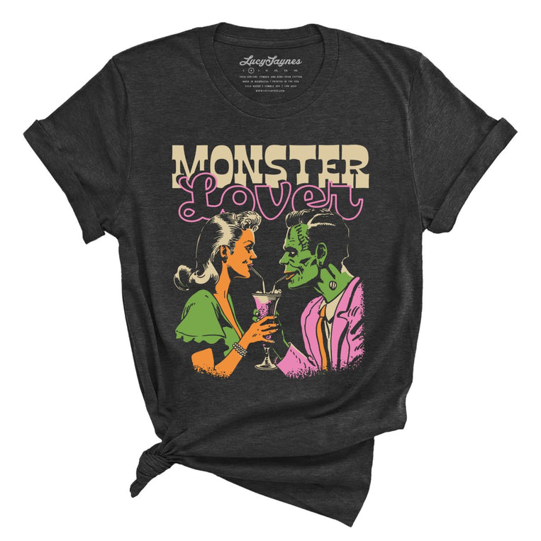 Monster Lover Graphic Tee - Dark Grey Heather