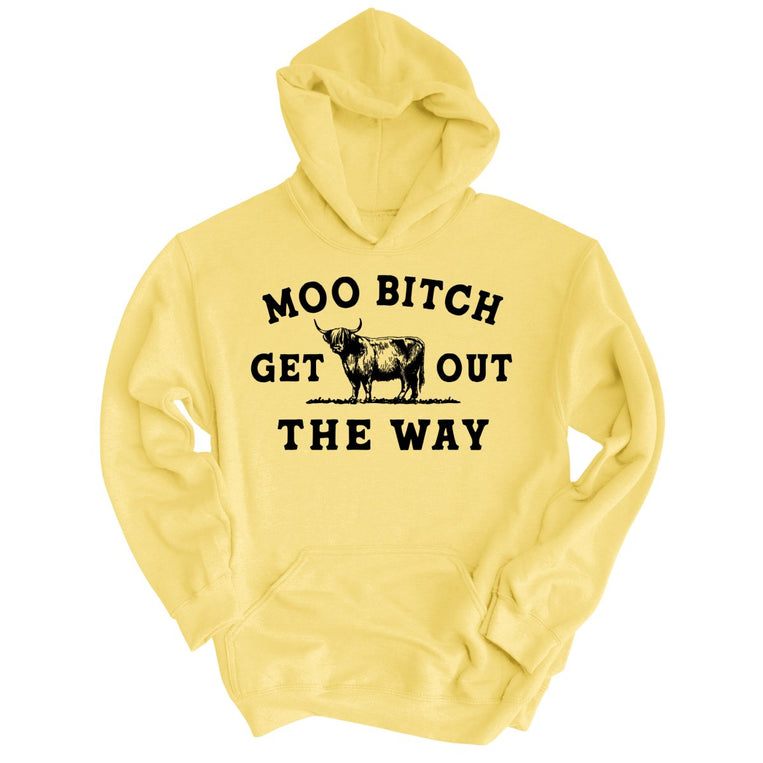 Moo Bitch Get Out The Way Graphic Hoodie - Light Yellow