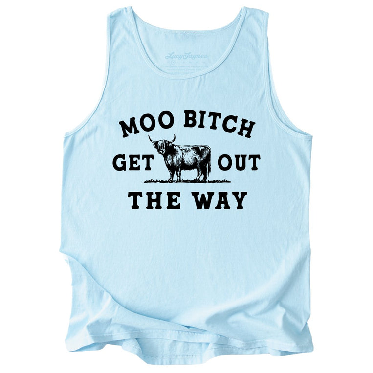 Moo Bitch Get Out The Way Comfort Colors Graphic Tank Top - Chambray