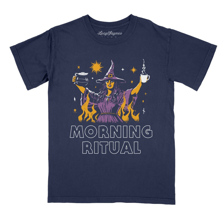 Morning Ritual Comfort Colors Graphic Tee - True Navy