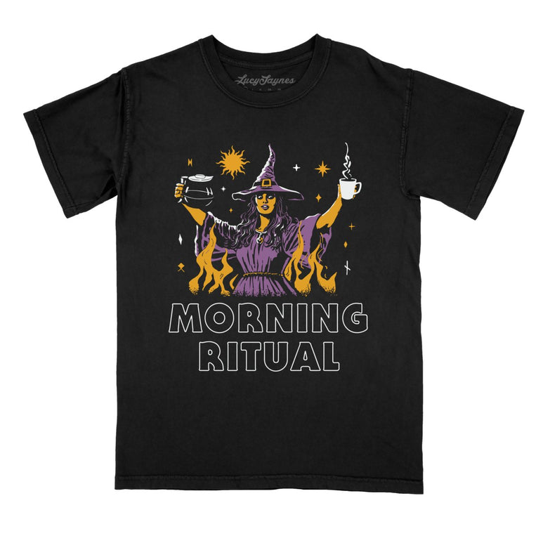 Morning Ritual Comfort Colors Graphic Tee - Black
