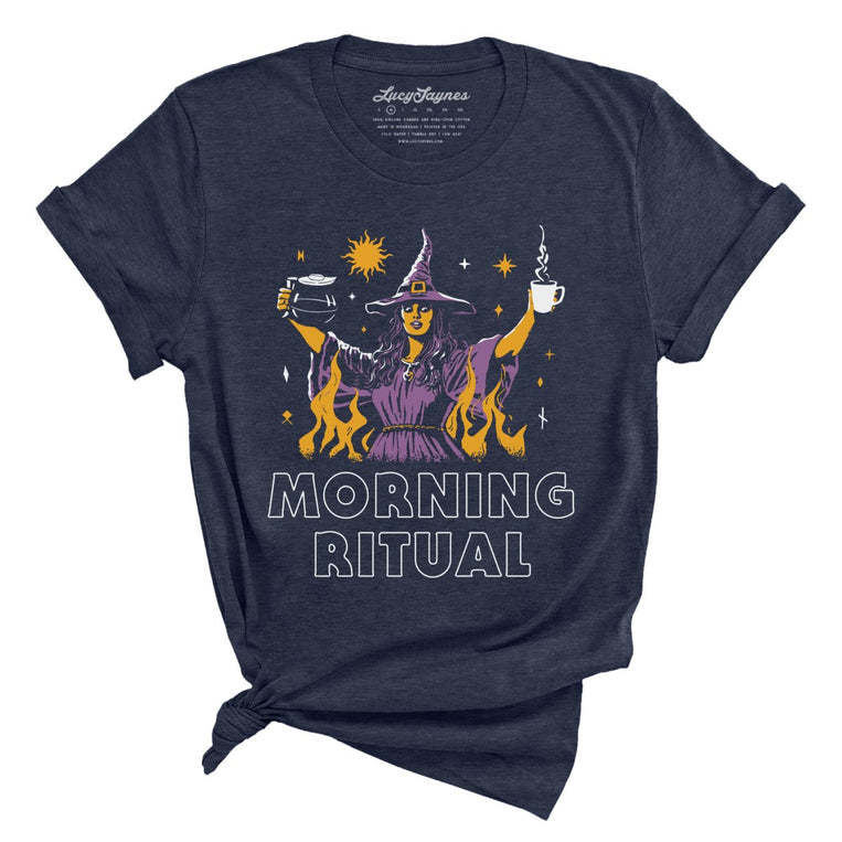 Morning Ritual Graphic Tee - Heather Midnight Navy