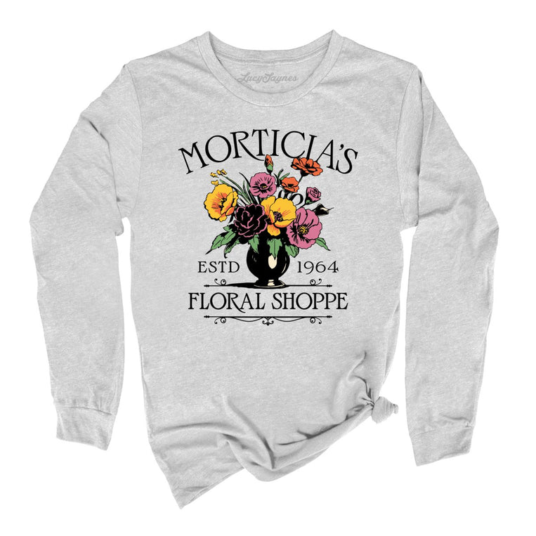 Morticia's Floral Shoppe Graphic Long Sleeve Tee - Athletic Heather
