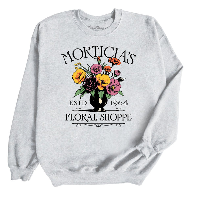 Morticia's Floral Shoppe Graphic Sweatshirt - Ash