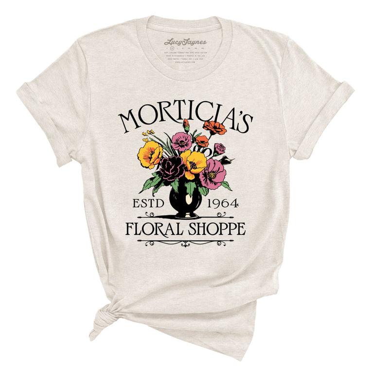 Morticia's Floral Shoppe Graphic Tee - Heather Dust
