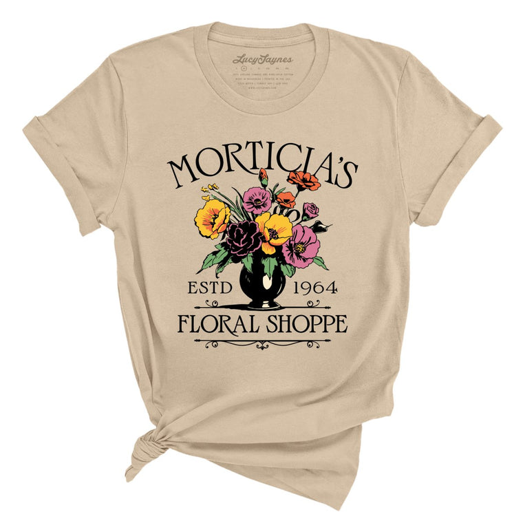 Morticia's Floral Shoppe Graphic Tee - Tan