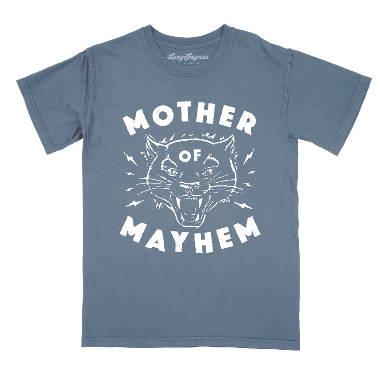 Mother Of Mayhem Comfort Colors Graphic Tee - Blue Jean