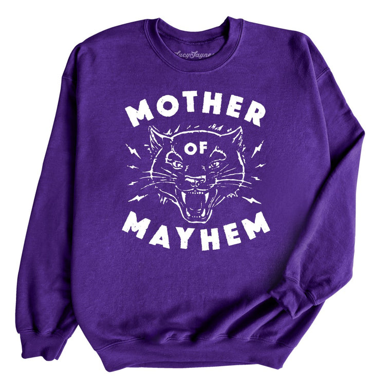 Mother Of Mayhem Graphic Sweatshirt - Purple