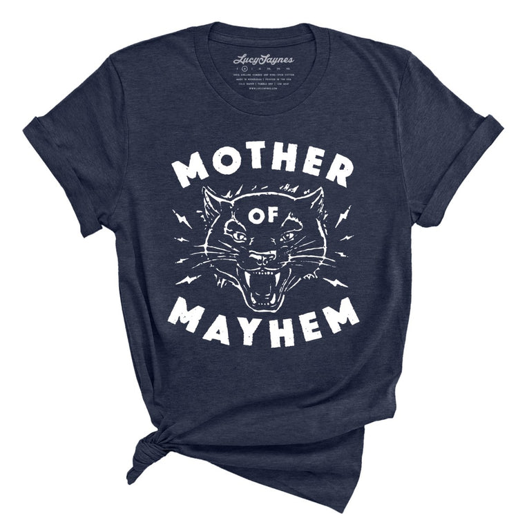 Mother Of Mayhem Graphic Tee - Heather Midnight Navy
