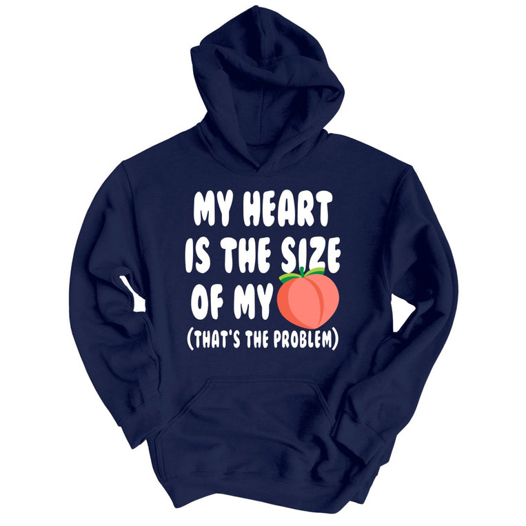 My Heart Is The Size Of My Butt Graphic Hoodie - Navy