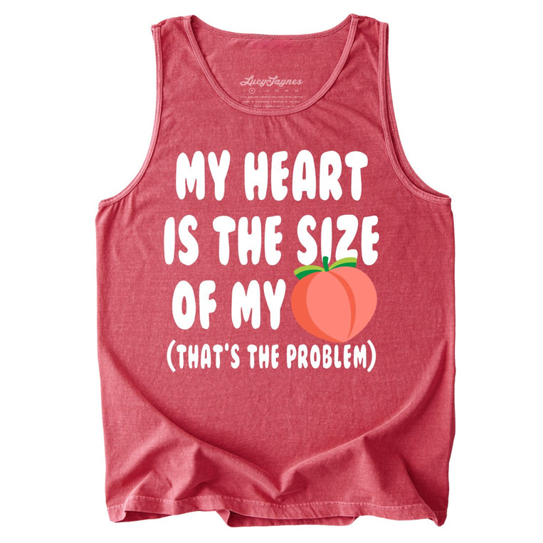 My Heart Is The Size Of My Butt Comfort Colors Graphic Tank Top - Crimson