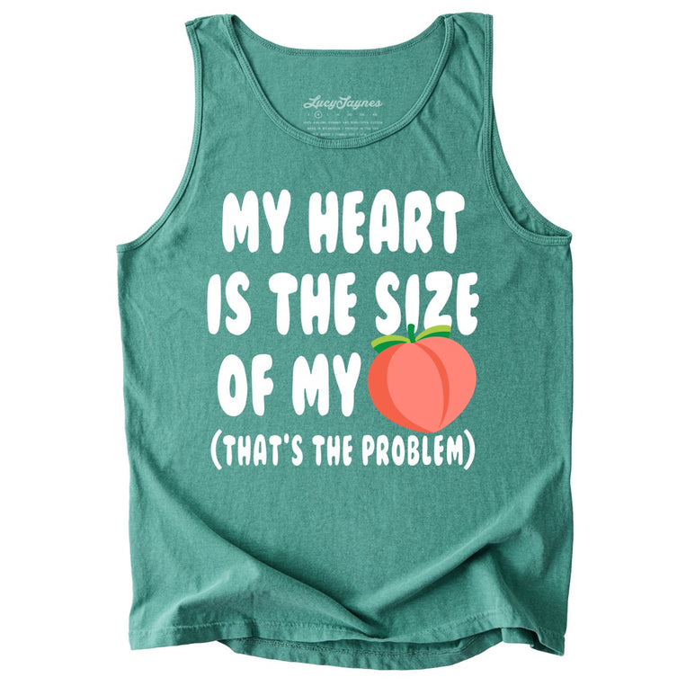 My Heart Is The Size Of My Butt Comfort Colors Graphic Tank Top - Light Green