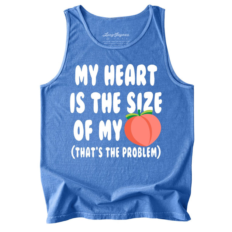 My Heart Is The Size Of My Butt Comfort Colors Graphic Tank Top - Flo Blue