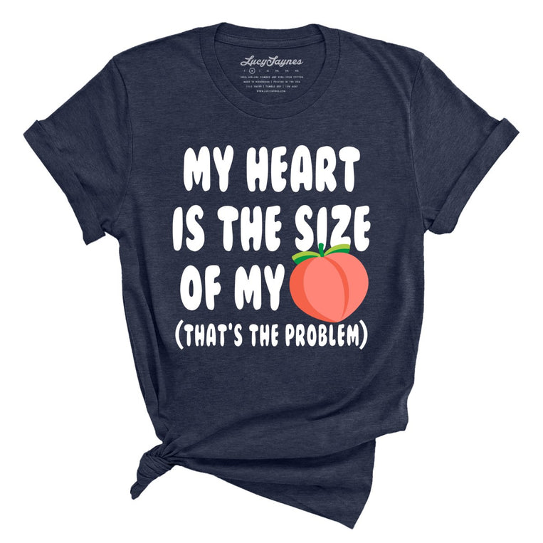 My Heart Is The Size Of My Butt Graphic Tee - Heather Midnight Navy