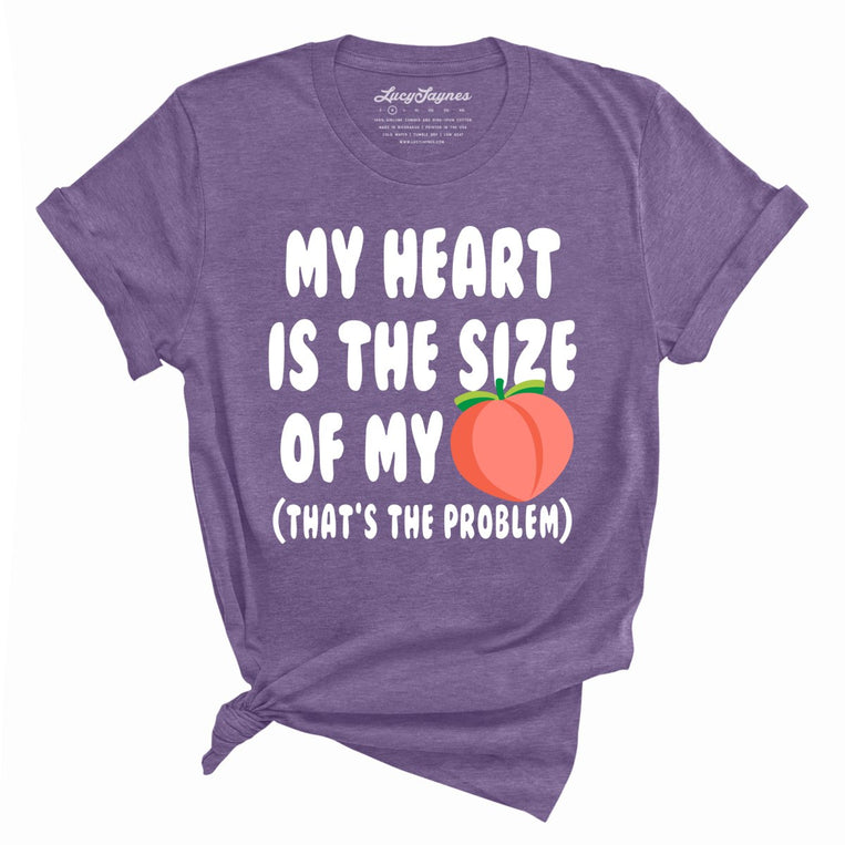 My Heart Is The Size Of My Butt Graphic Tee - Heather Purple