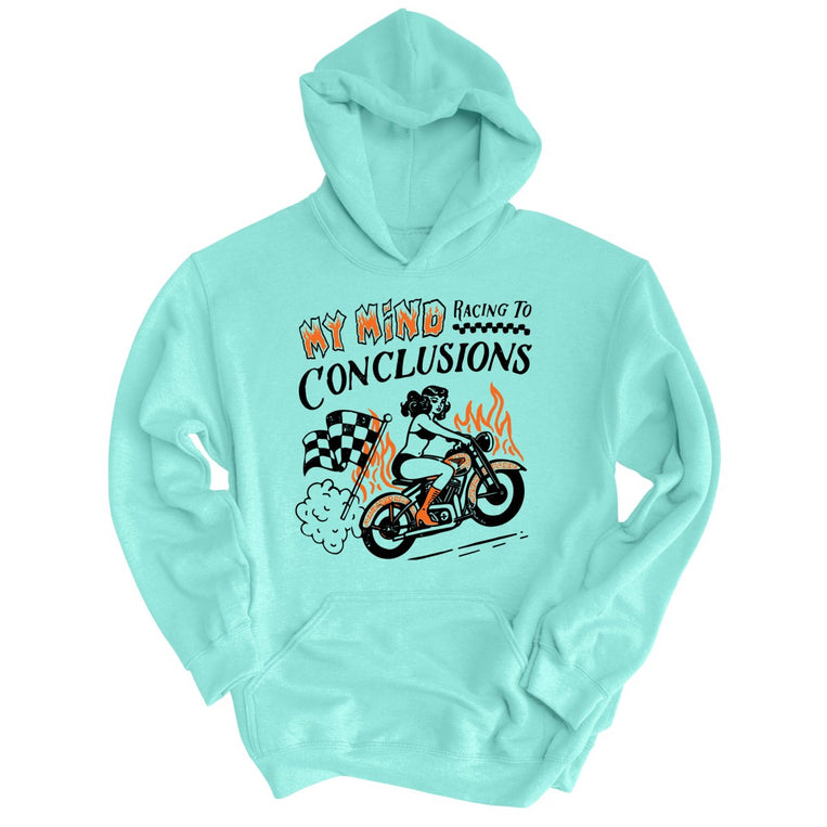 My Mind Racing To Conclusions Graphic Hoodie - Mint