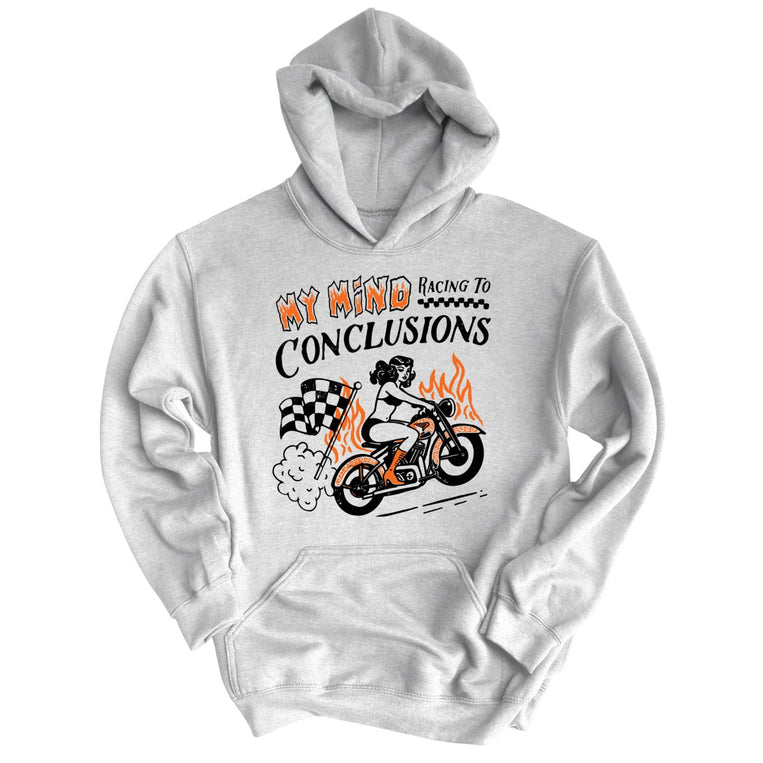 My Mind Racing To Conclusions Graphic Hoodie - Grey Heather