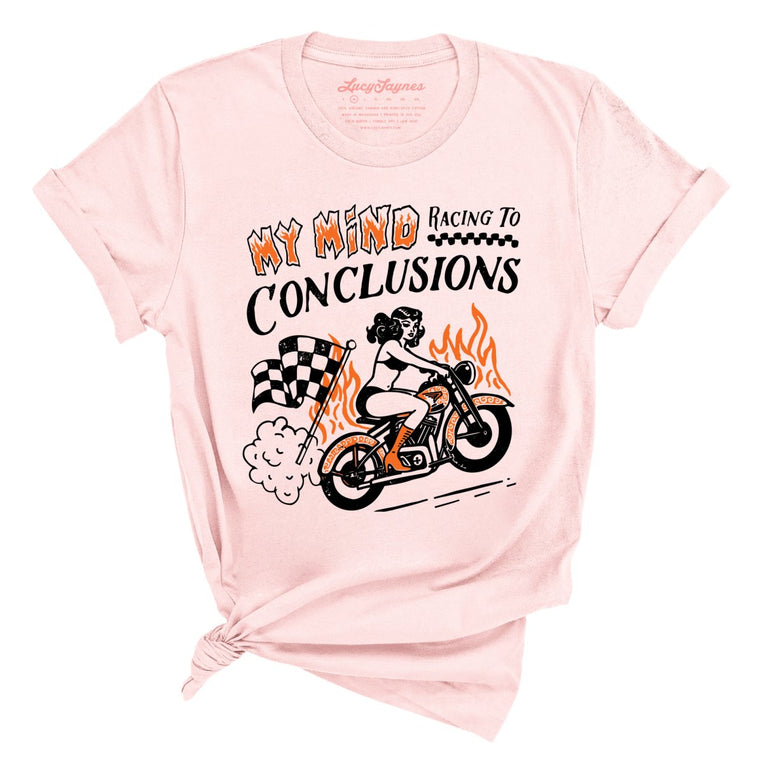 My Mind Racing To Conclusions Graphic Tee - Soft Pink