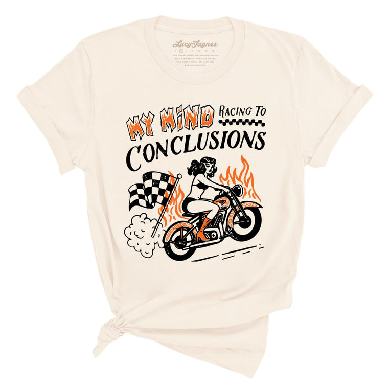 My Mind Racing To Conclusions Graphic Tee - Natural