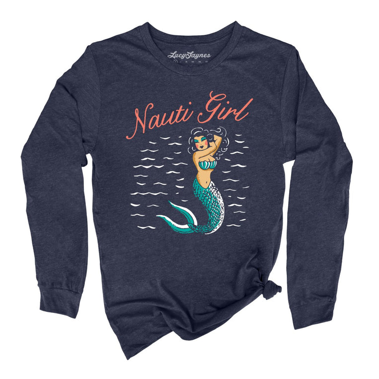 Nauti Girl Graphic Long Sleeve Tee - Heather Navy