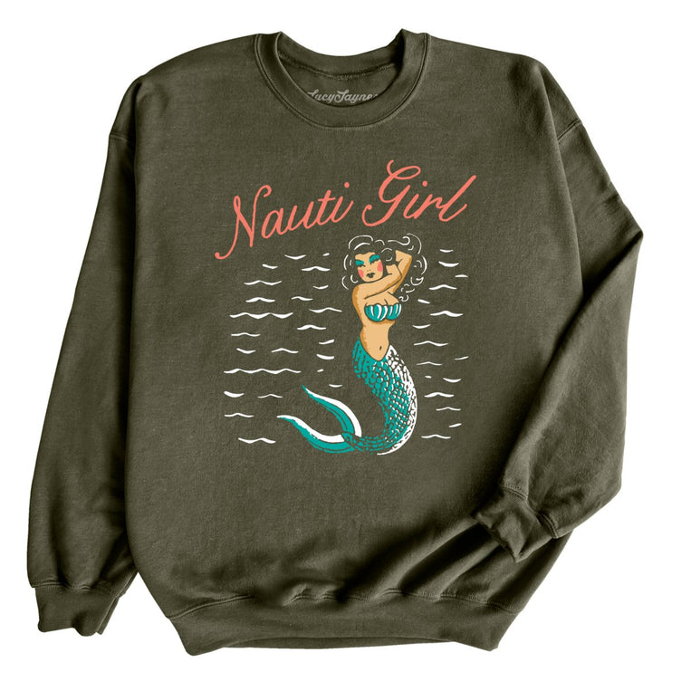 Nauti Girl Graphic Sweatshirt - Military Green
