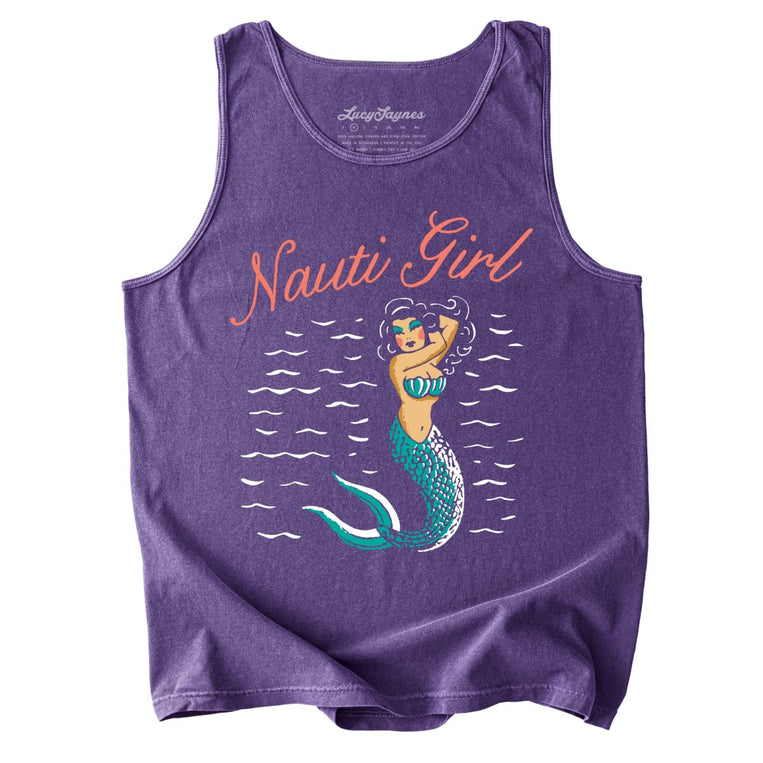 Nauti Girl Comfort Colors Graphic Tank Top - Grape