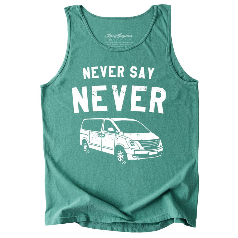 Never Say Never Comfort Colors Graphic Tank Top - Light Green