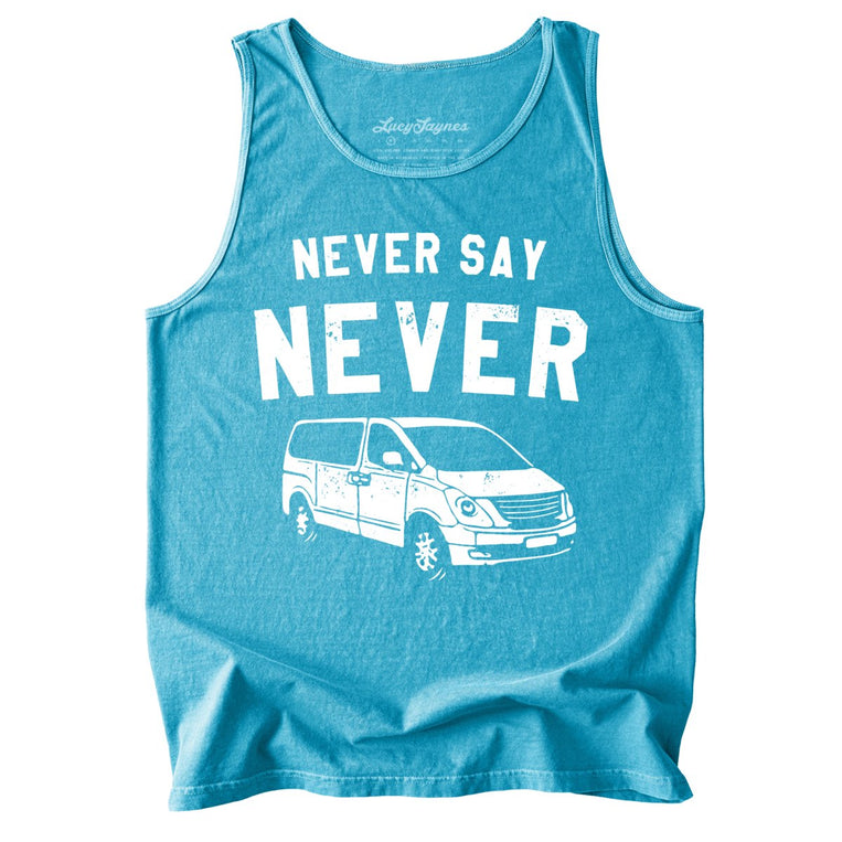 Never Say Never Comfort Colors Graphic Tank Top - Sapphire