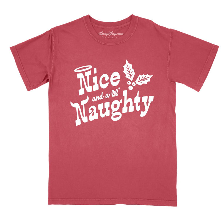Nice and a Lil' Naughty Comfort Colors Graphic Tee - Crimson