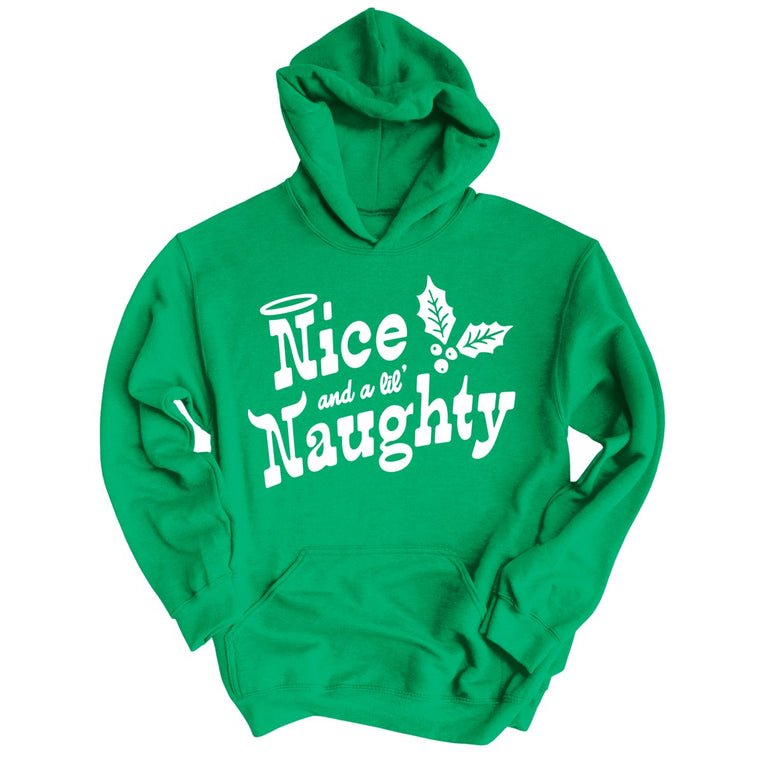 Nice and a Lil' Naughty Graphic Hoodie - Irish Green