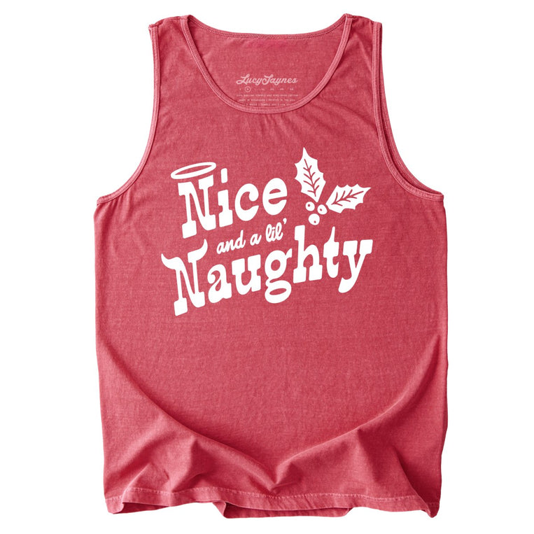 Nice and a Lil' Naughty Comfort Colors Graphic Tank Top - Crimson