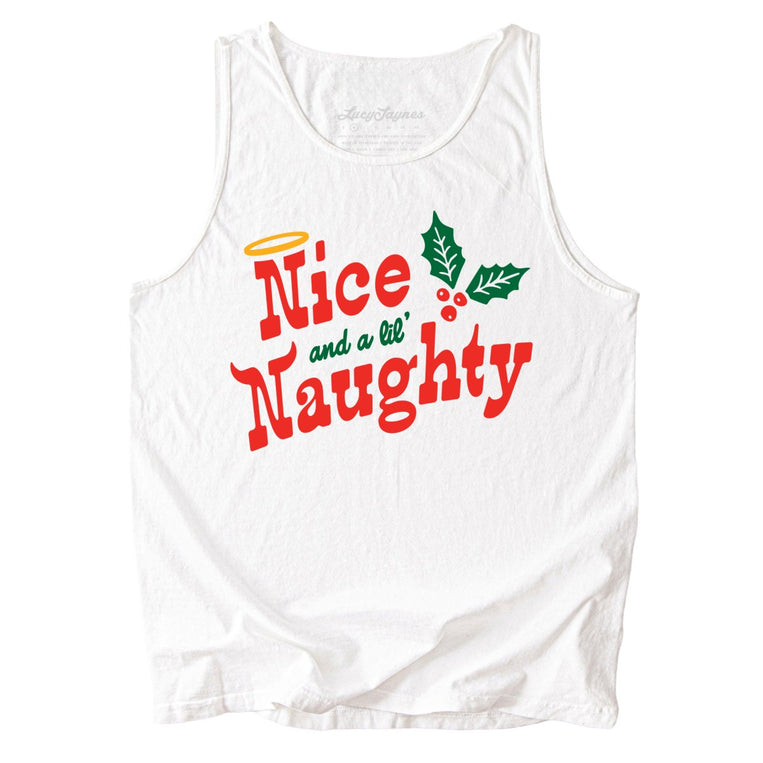 Nice and a Lil' Naughty Comfort Colors Graphic Tank Top - White