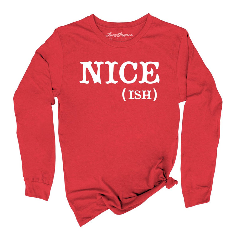 Nice Ish Graphic Long Sleeve Tee - Red