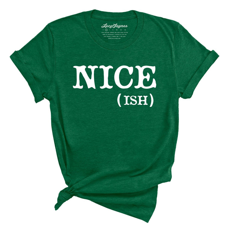 Nice Ish Graphic Tee - Heather Grass Green