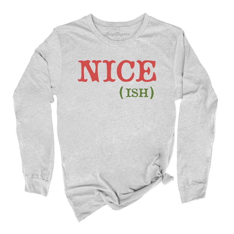 Nice Ish Graphic Long Sleeve Tee - Athletic Heather