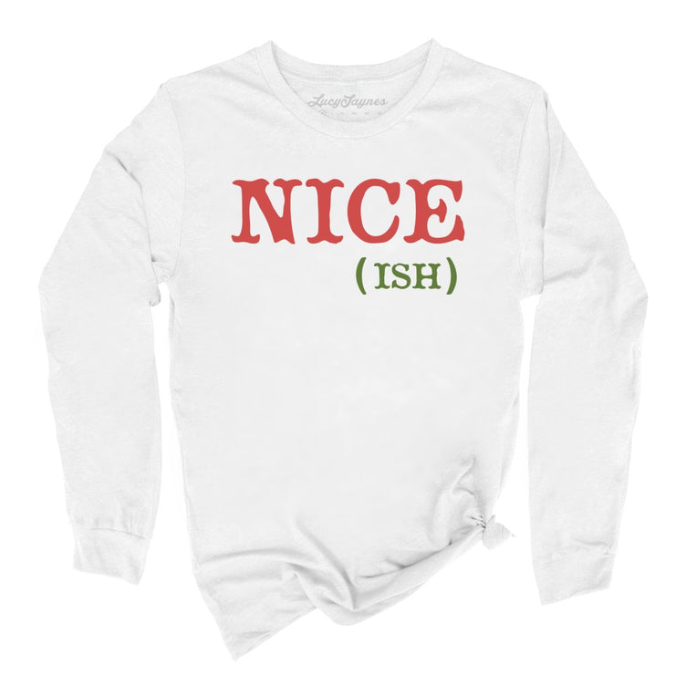 Nice Ish Graphic Long Sleeve Tee - White