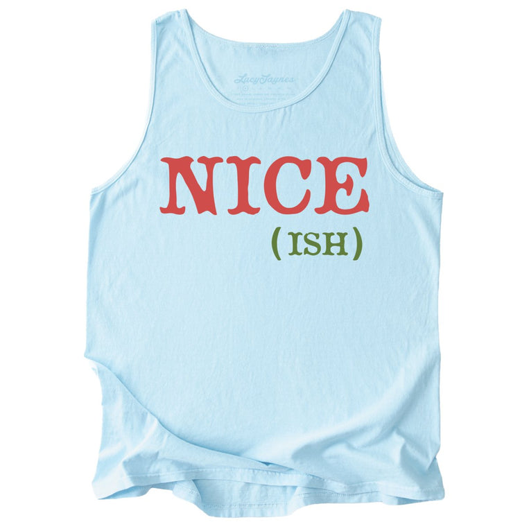 Nice Ish Comfort Colors Graphic Tank Top - Chambray
