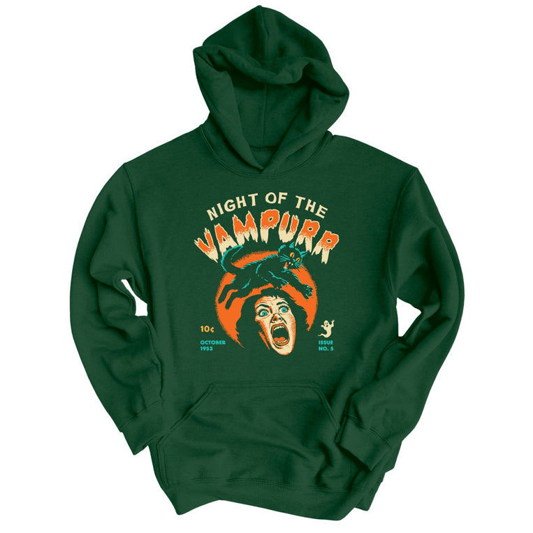 Night Of The Vampurr Graphic Hoodie - Forest Green