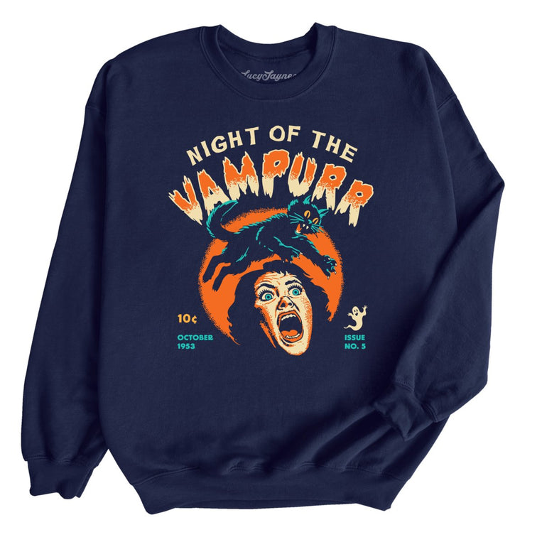 Night Of The Vampurr Graphic Sweatshirt - Navy