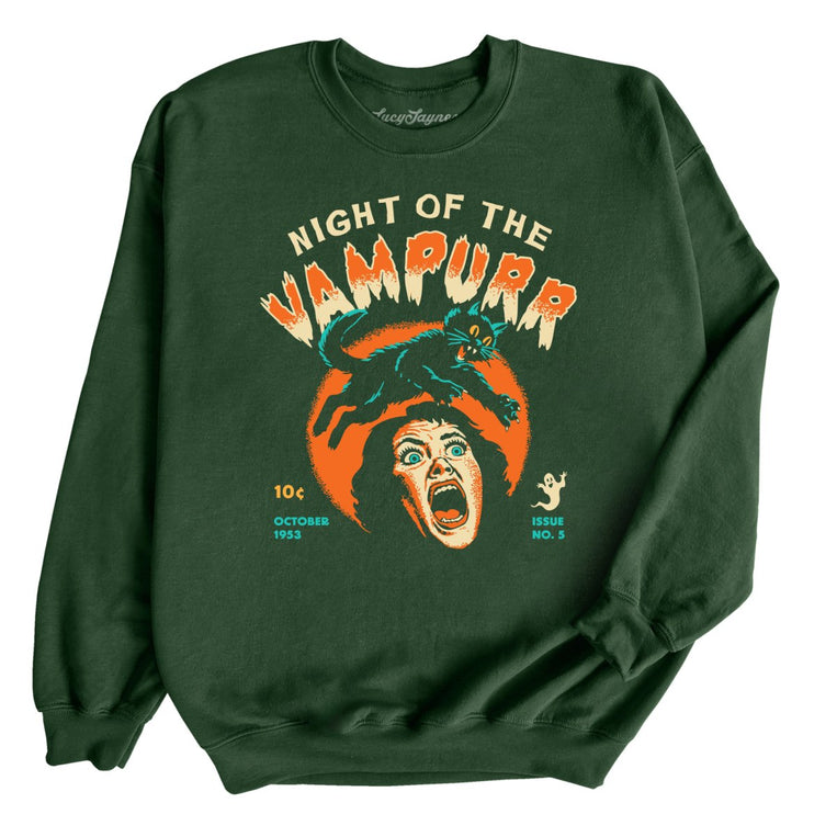Night Of The Vampurr Graphic Sweatshirt - Forest Green