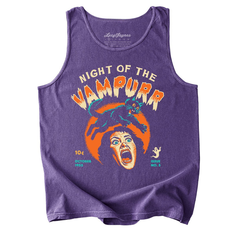Night Of The Vampurr Comfort Colors Graphic Tank Top - Grape