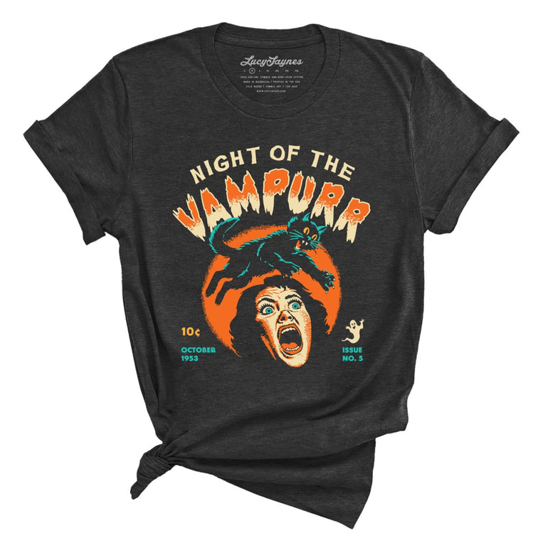 Night Of The Vampurr Graphic Tee - Dark Grey Heather