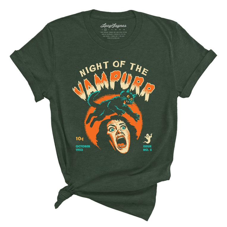 Night Of The Vampurr Graphic Tee - Heather Forest