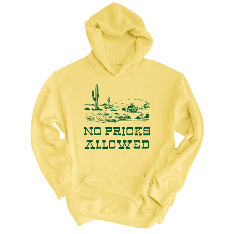 No Pricks Allowed Graphic Hoodie - Light Yellow