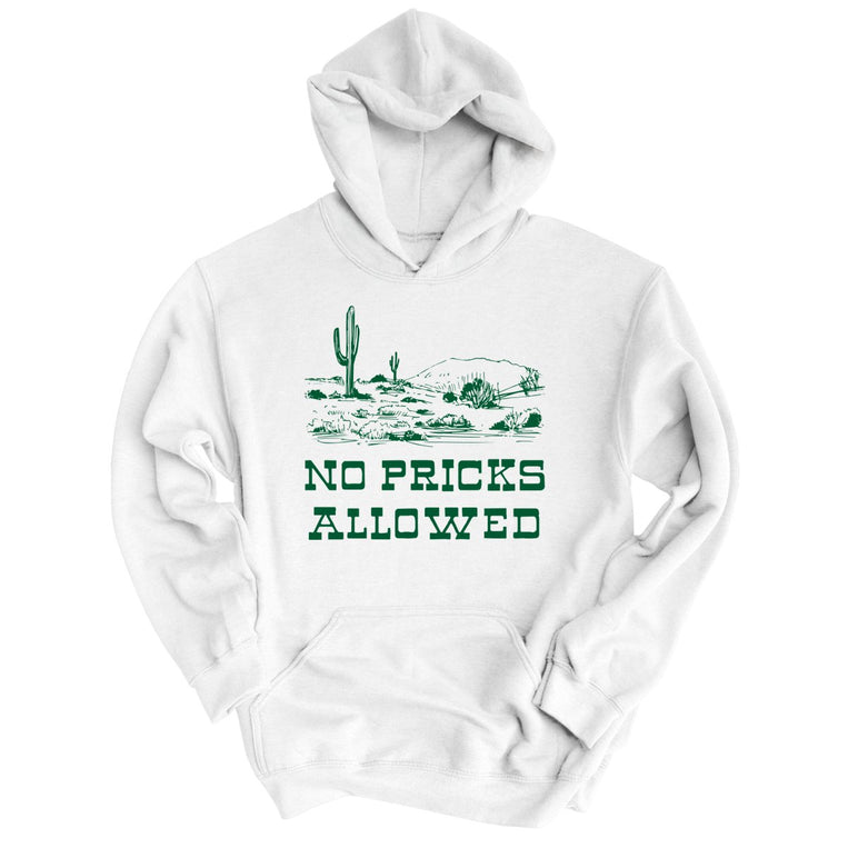 No Pricks Allowed Graphic Hoodie - White